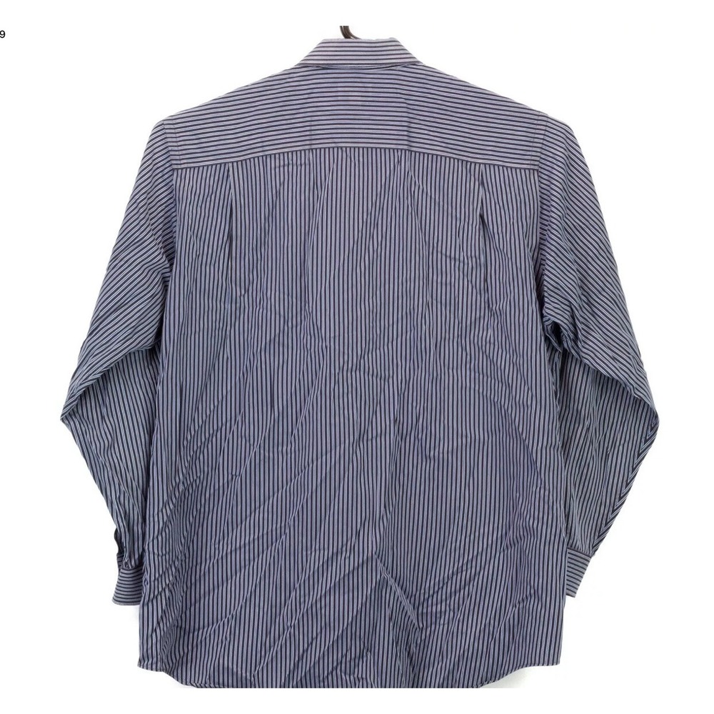 Paul Fredrick‎ Shirt 17.5 Mens Button Up LS Collared Black Blue White  Striped - Picture 2 of 4